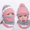 Wholesale Hot Selling Fashion Knitted Hat Scarf Mask Set Knitted Beanie Hat Sport Beanie Cap