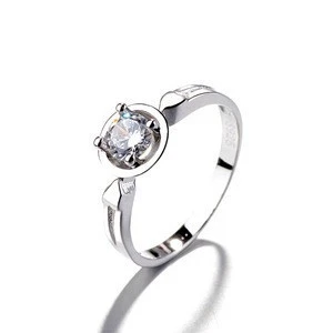Wholesale hot selling fine jewelry round diamond 925 sterling silver ring