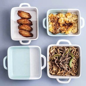 Wholesale kitchen tool cheap price square shaped microwave ceramic baking dish