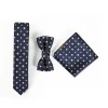 Wholesale Men Bowtie Necktie Handkerchief Clip Set Gift Box Custom Silk Ties Bow Tie for Wedding