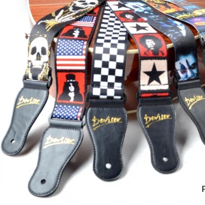 Wholesale musical instrument guitar accessories sale in China PE-A16 genuine Leather guitar straps