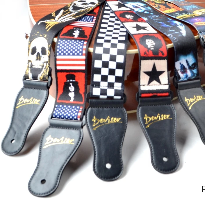 Wholesale musical instrument guitar accessories sale in China PE-A16 genuine Leather guitar straps