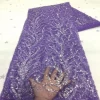 wholesale nigeria wedding lace with beads sequins geometric embroidery fabric french lace