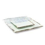 Wholesale square white bottom blue line fruit plate, vegetable dish