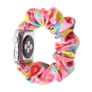 Wholesale Sublimation Apple Watch Band Gold Scrunchie For Women Apple Watch Band Upc Code Printed Strap