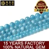 wholesale trendy light genuine blue aquamarine crystal natural gemstone loose bead chain  jewelry
