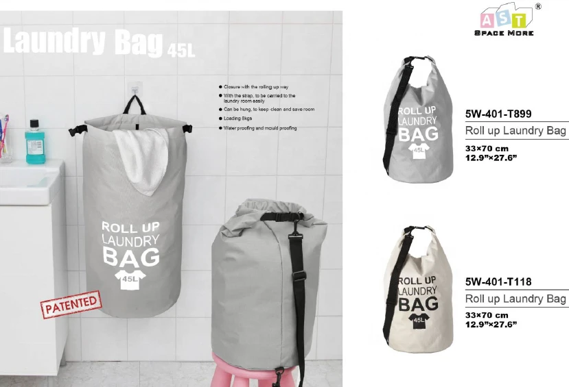 Wholesale Waterproof Cheap Cleaning Polyester Hotel Laundry Basket Travel Drawstring Roll Up Laundry Bag