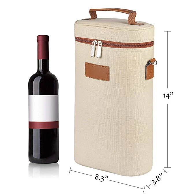 Wine Carrier Tote Bag - 2 Bottle Pockets Water Resistant Tote Bag Portable Wine Bag 2 Bottle Wine Carrier Purse