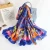 Import Winter newest wholesale 100% satin silk scarf fashion chiffon shawls high quality flower logo printed silk scarves from China