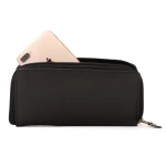 Women Genuine Leather Large Capacity Cash Wallets Clutch Purses With Zipper Pocket