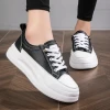 Women White Sneakers Autumn Lace Up Thick Bottom Casual Flats Anti-slip Outdoor Walking Sports Board Shoes Sapatos Femininos