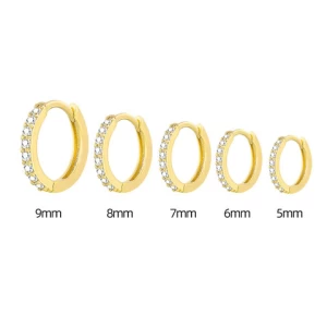 Womens exquisite golden ear bone studs perforated jewelry zircon cubic zirconia earrings