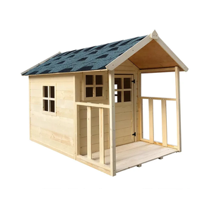 Wooden Cubby House for Kids Wood Playhouse with Rock Climbing Wall and Slide