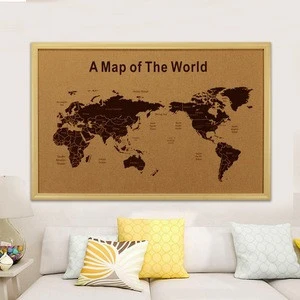 World map cork board for carving house decoration office map
