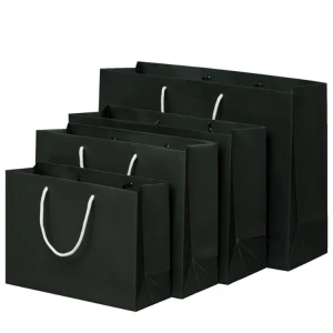 Y87 Wholesale Luxury  Black Gift Paper Bag Custom Jewelry Packaging Shopping Paper Bag With Ribbon Handles