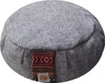 yoga meditation round zafu cushion with Buck wheat filling in natural jute fabric with carry handle