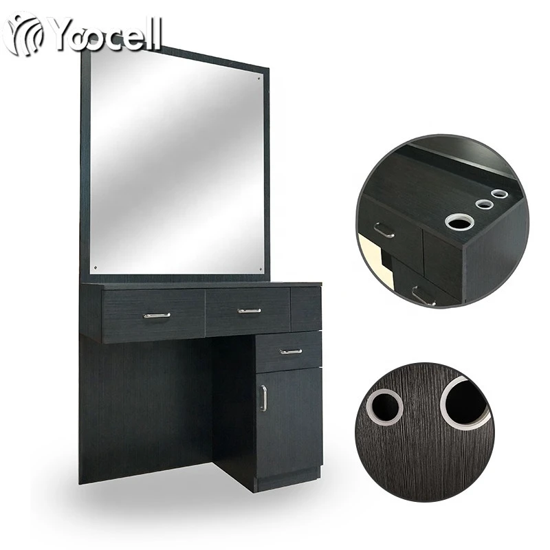 Yoocell Modern Large storage space wooden salon mirror station for salon beauty equipment