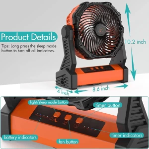 Panergy® 10000mah 7 inch Battery Operated Camping Fan