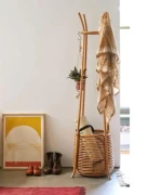 Clothes Hanging Eco-friendly Rattan Clothes Rack High Quality Standing Clothing Rack