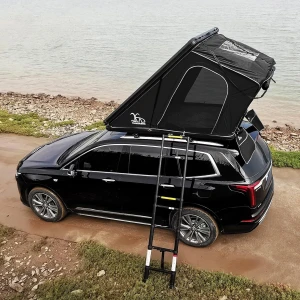 New Design Triangle Hard Shell Roof Top Tent Waterproof Oxford Fabric Auto Hydraulic Pop Up Car Tent For Family Self-dr