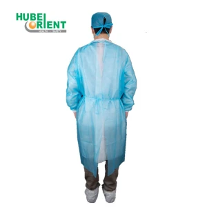 Blue/White Disposable PP Protective Isolation Gown
