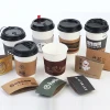 Custom Cup Sleeves Logo Corrugated Cardboard Paper Cup Jacket for Hot and Cold Drinks Kraft Coffee Cup Sleeves