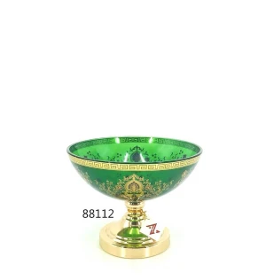 yellow glass fruit bowl with floral in china﻿