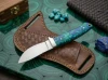 Hand forged 12C27 Steel skinner Knife with Turquoise handle