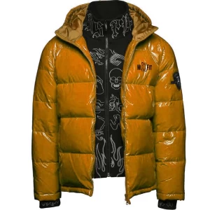 oversized high shine puffer jacket with hood