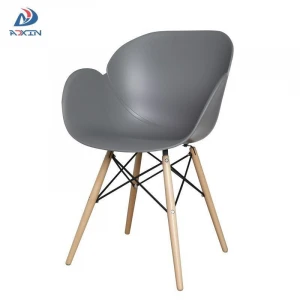 AL-821 Nordic leisure plastic cafe chair modern dining armchair with wooden legs