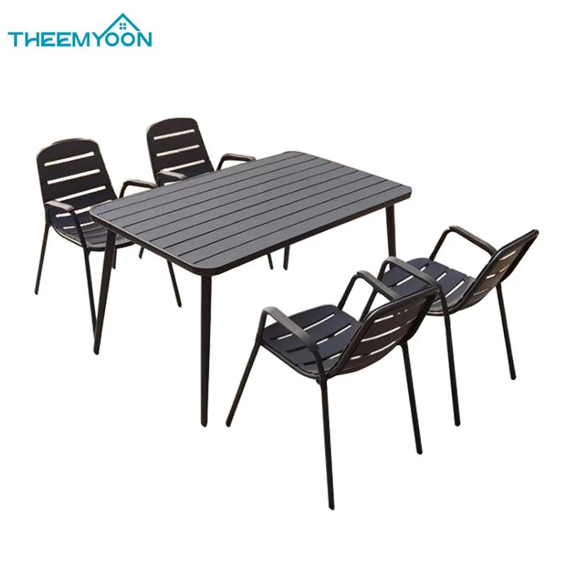 Buy Garden Furniture Set 4 Chairs And 140cm Steel Rectangular Table