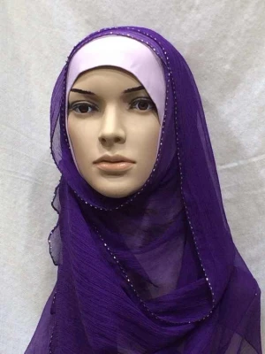 beaded crinkle silk hijab