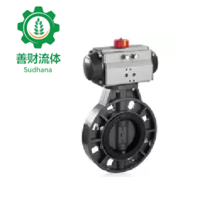 AT Type Double Acting UPVC Pneumatic Wafer Butterfly Valve
