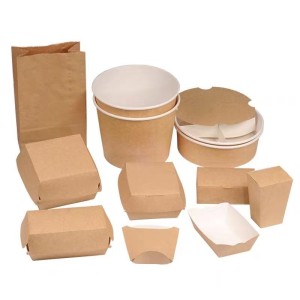 Disposable Natural Kraft Paper Packing Utensils for coffee fast food shop restaurant picnic