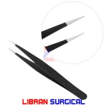 Straight Point Eyelash Tweezers – Black Stainless Steel Lash Extension Tool