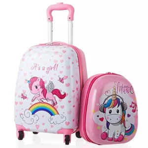 Custom Cute Kids Kid's ABS Luggage Bags Cases with Wheels for Girls School Lazy Trolley Travel Luggage Bag
