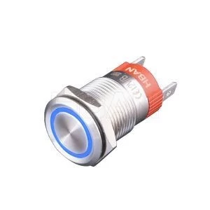16mm ring led 10amp ip67 1no metal illumianted anti vandal push button switch for medical machine