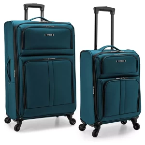 2 Pieces Softside Upright Luggage Set Journey Carry-On Expandable Suitcase Trolley Luggage Set with Spinner Wheels