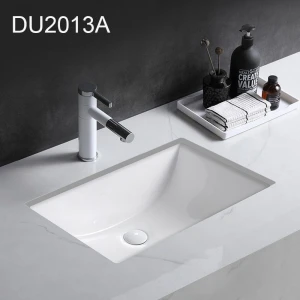 Solid Surface Hotel Under Counter Ceramic Undermount Rectangular Bathroom Sink With Overflow