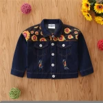 1-6y Autumn Toddler Kids Baby Girl Shirts Tops Clothes Denim Sunflower Print Long Sleeve Tops Shirt Warm Coat Shirt