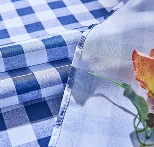 100% Polyester Printed Dark Blue Checkered Pattern Table Cloth