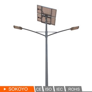 100w 120w led solar power energy double arm street light pole