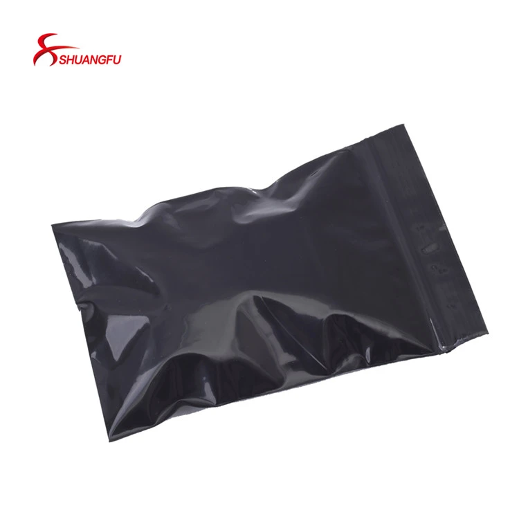 12*17cm 100PCS Pack All Purpose High Barrier Black Pe Plastic Zipper Lock Packaging Bag With Custom Printed LOGO