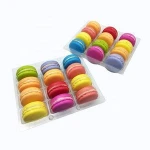 12pcs Food Grade Clear PET Plastic Macaron Cake Packaging Tray