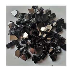 1/4 Inch Fire Glass High Luster Tempered Fireglass Onyx Black Reflective Fire Resistant Tempered Fire Glass
