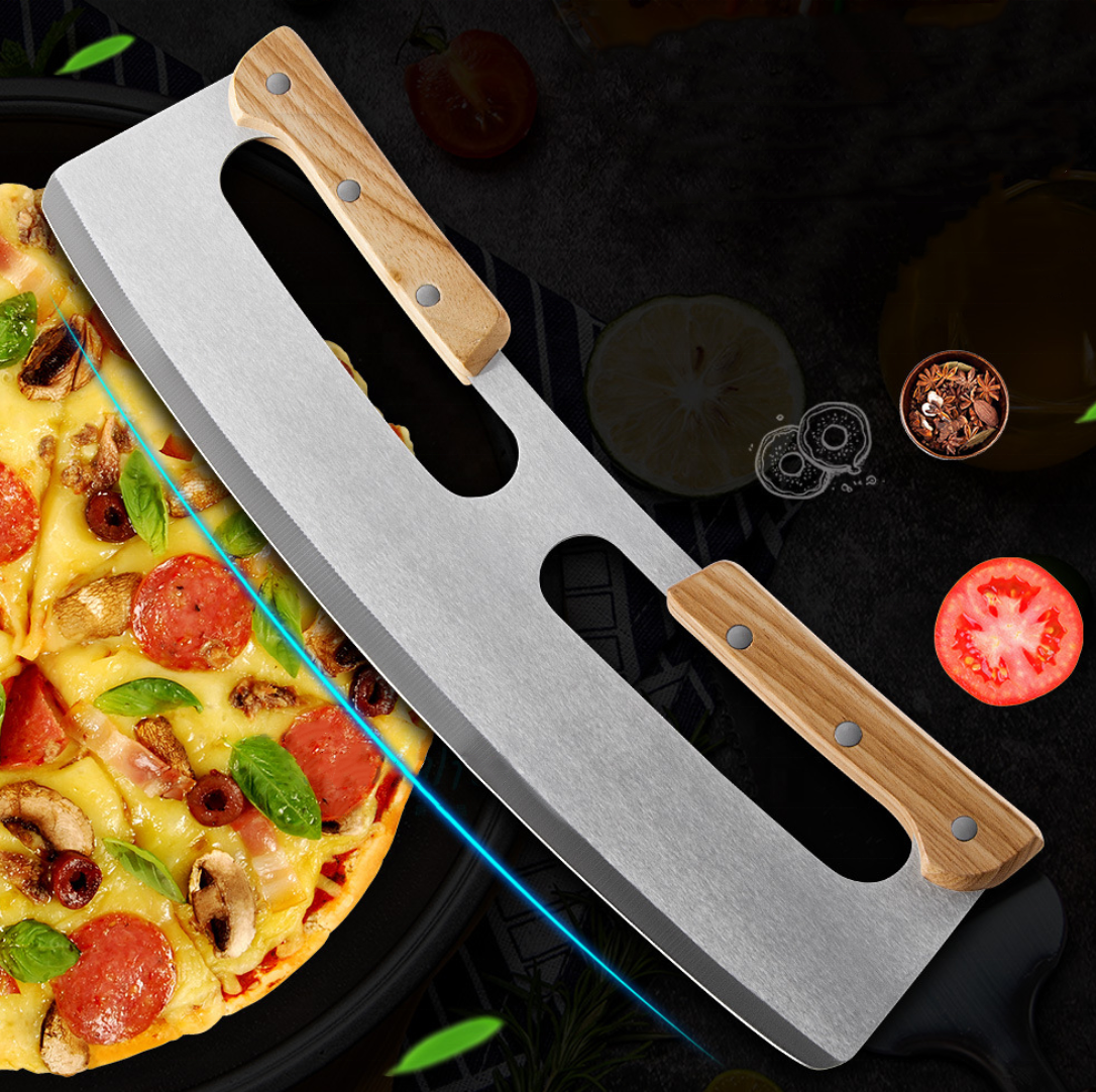 Buy 14-inch Two-handle Pizza Cutter, Stainless Steel Pizza Cutter With ...