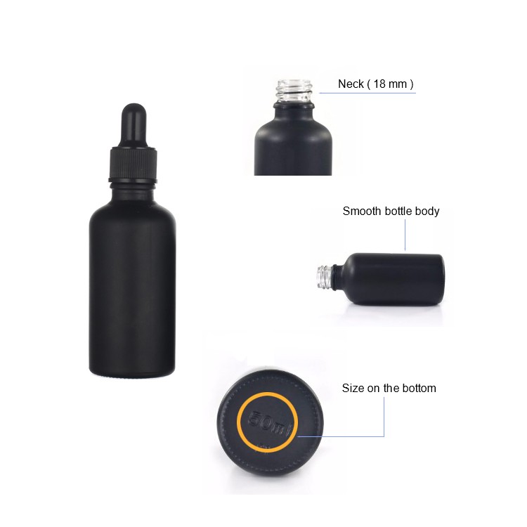 15ml 30ml 50ml 100ml Black glass essential oil bottle with lid and dropper glass bottle