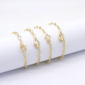 18k gold plated chain  lucky lock  button jewelry bracelet set