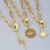 18K Real Gold Chain Hip Hop Cuban Link with Paved Delicate Pendant Necklace