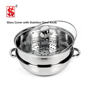 2 layer high quality stainless steel steamer soup pot /optima steamer with glass lid